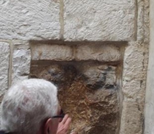 This is said to be the stone that Christ fell against as he carried the cross along the Via Dolorasa.